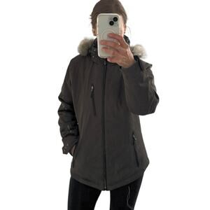 OBERMEYER SKIING JACKET HOODED WATER RESISTANT SNOWBOARDING BROWN WOMEN SIZE 10